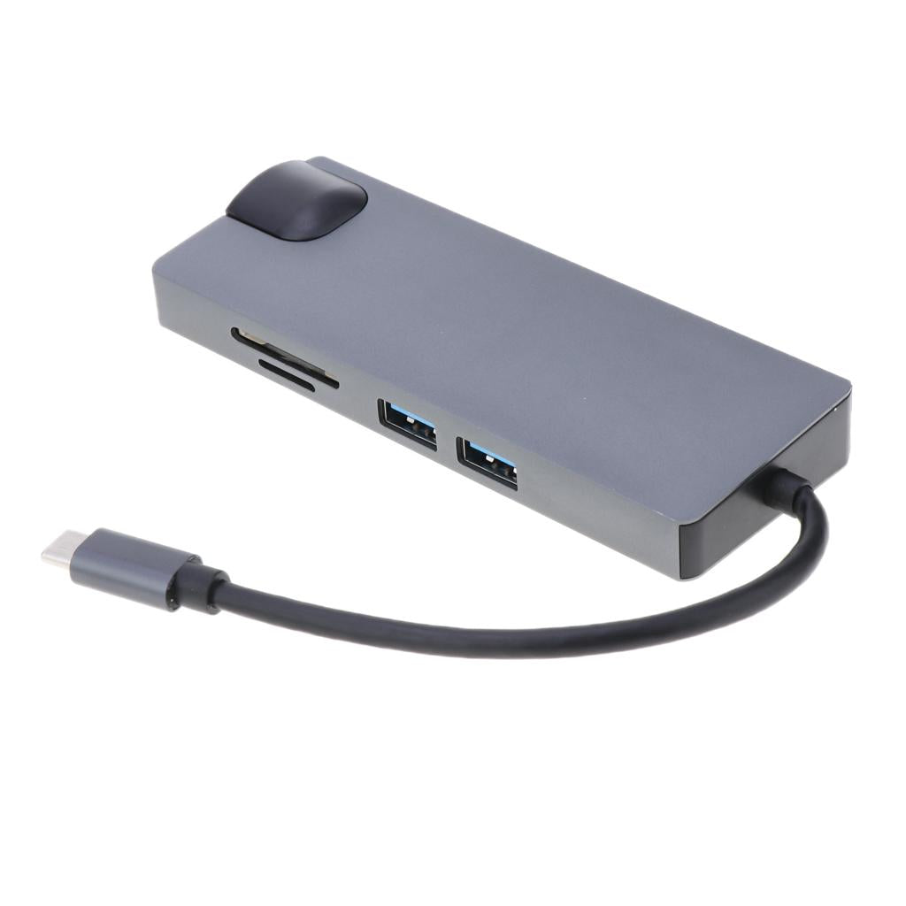 Slim Type-C HUB to HDMI 4K VGA Adapter For SD/Micro SD Card Reader