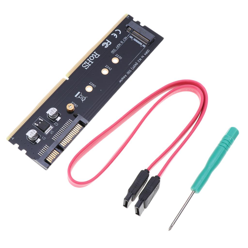 DDR4 SATA to M.2 (NGFF) Solid State Drive SSD Riser Card Expansion Card