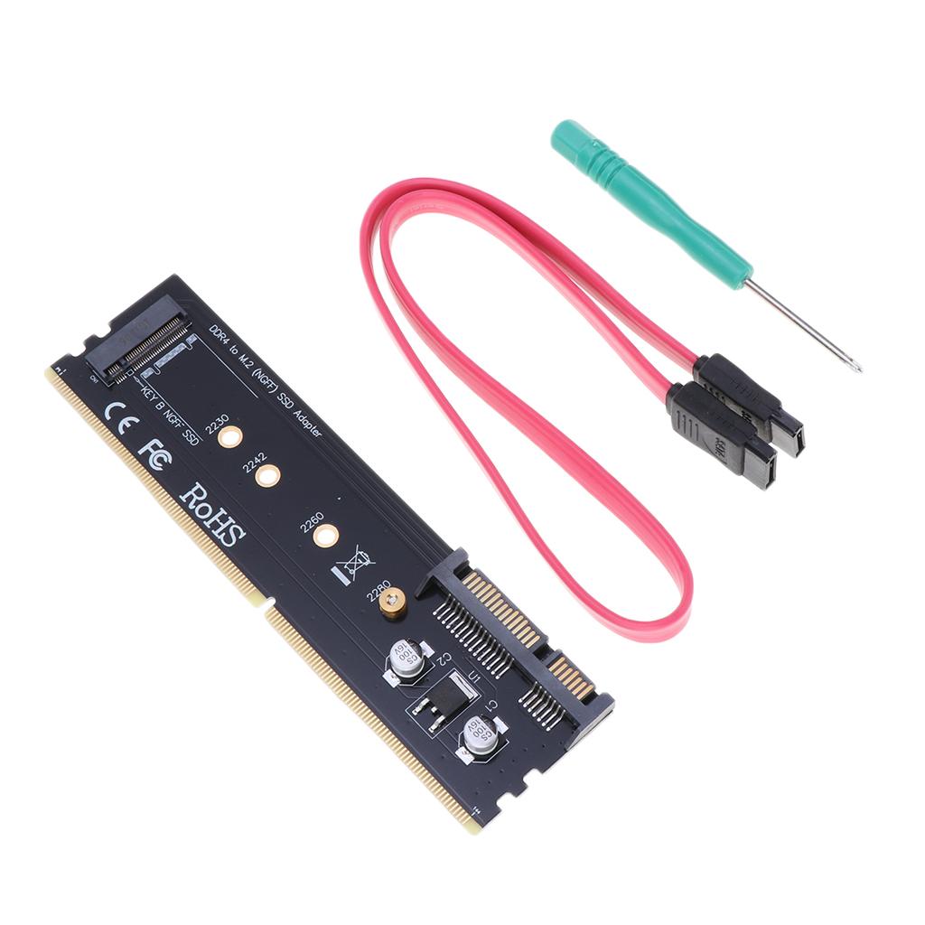 DDR4 SATA to M.2 (NGFF) Solid State Drive SSD Riser Card Expansion Card