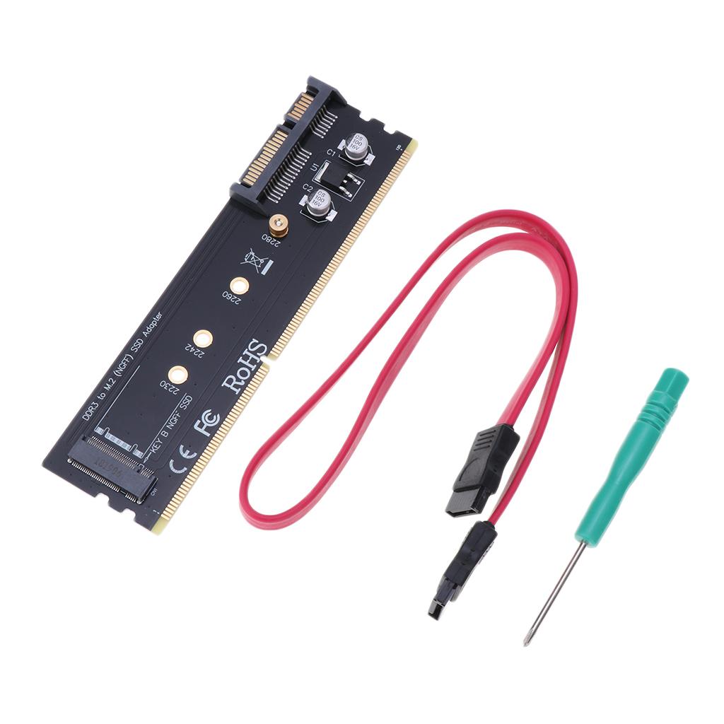 DDR3 SATA to M.2 (NGFF) Solid State Drive SSD Riser Card Expansion Card