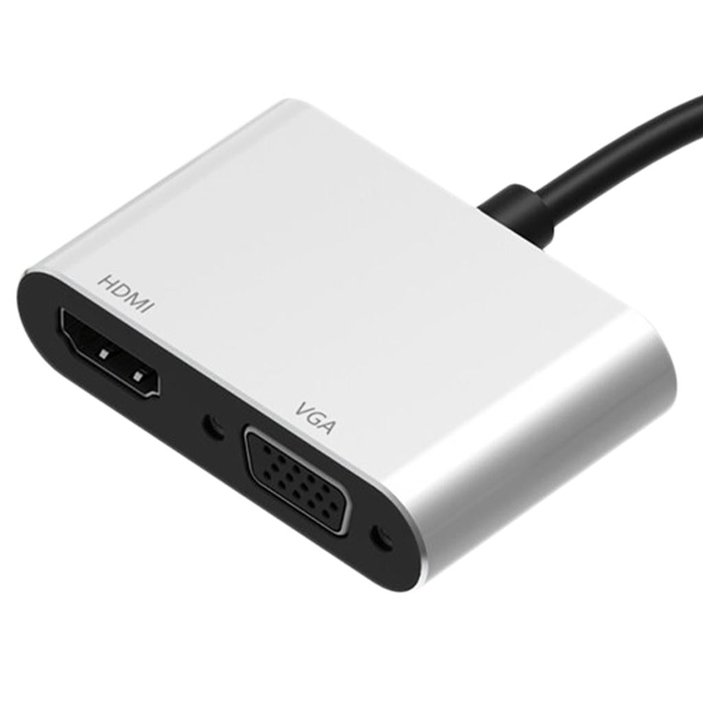 2-in-1 USB 3.0 to VGA HDMI HD 1080P Converter Adapter Cable Silver