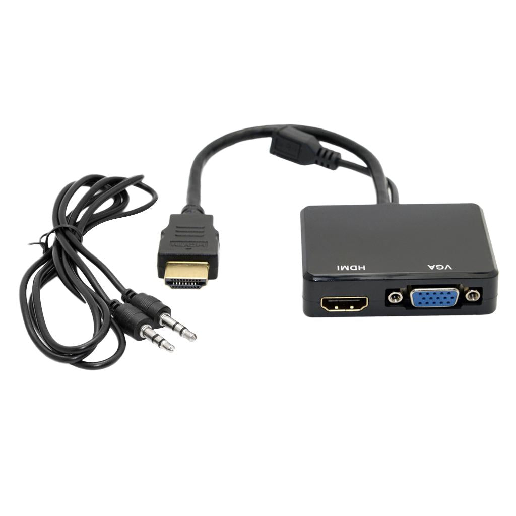 HDMI to VGA and HDMI Female Splitter Adapter Cable Converter for HDTV PC