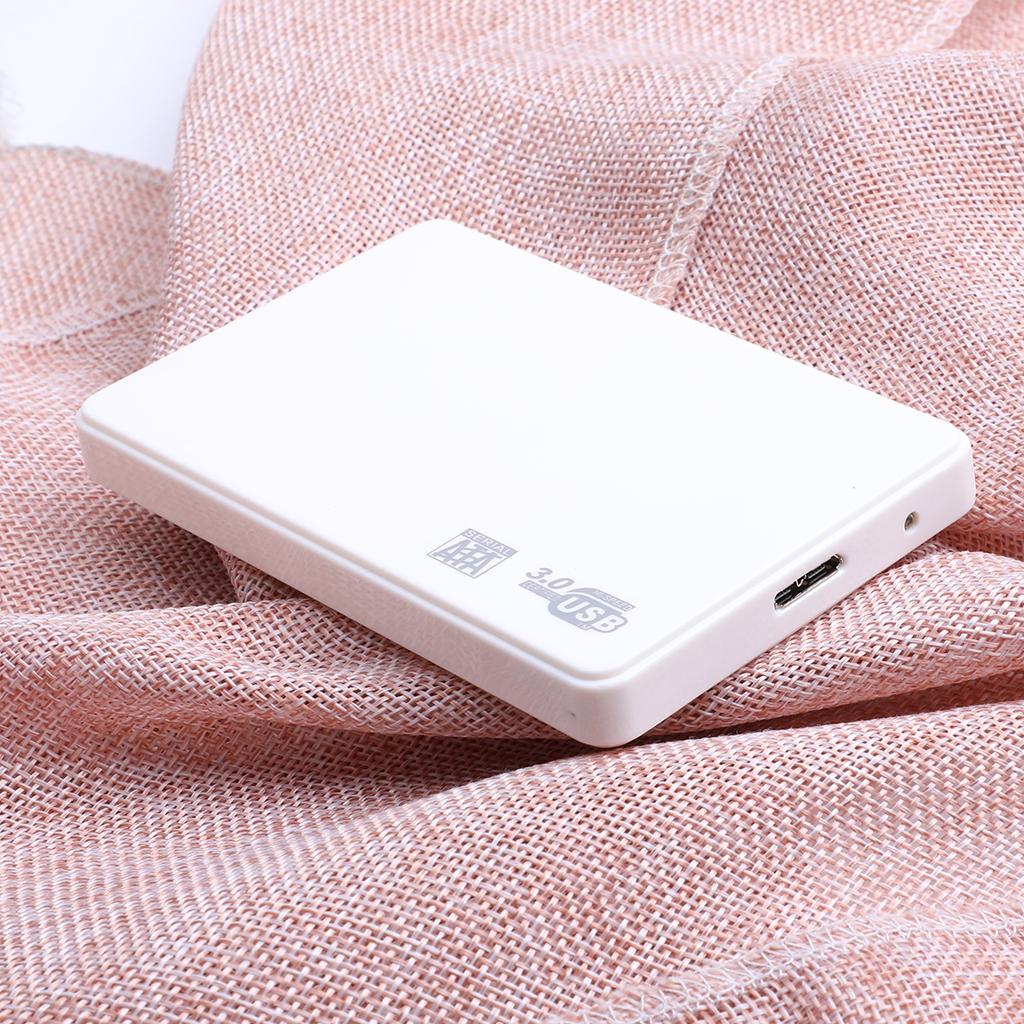 USB 3.0 Portable SATA External Hard Drive Mobile Disk Enclosure White 500G