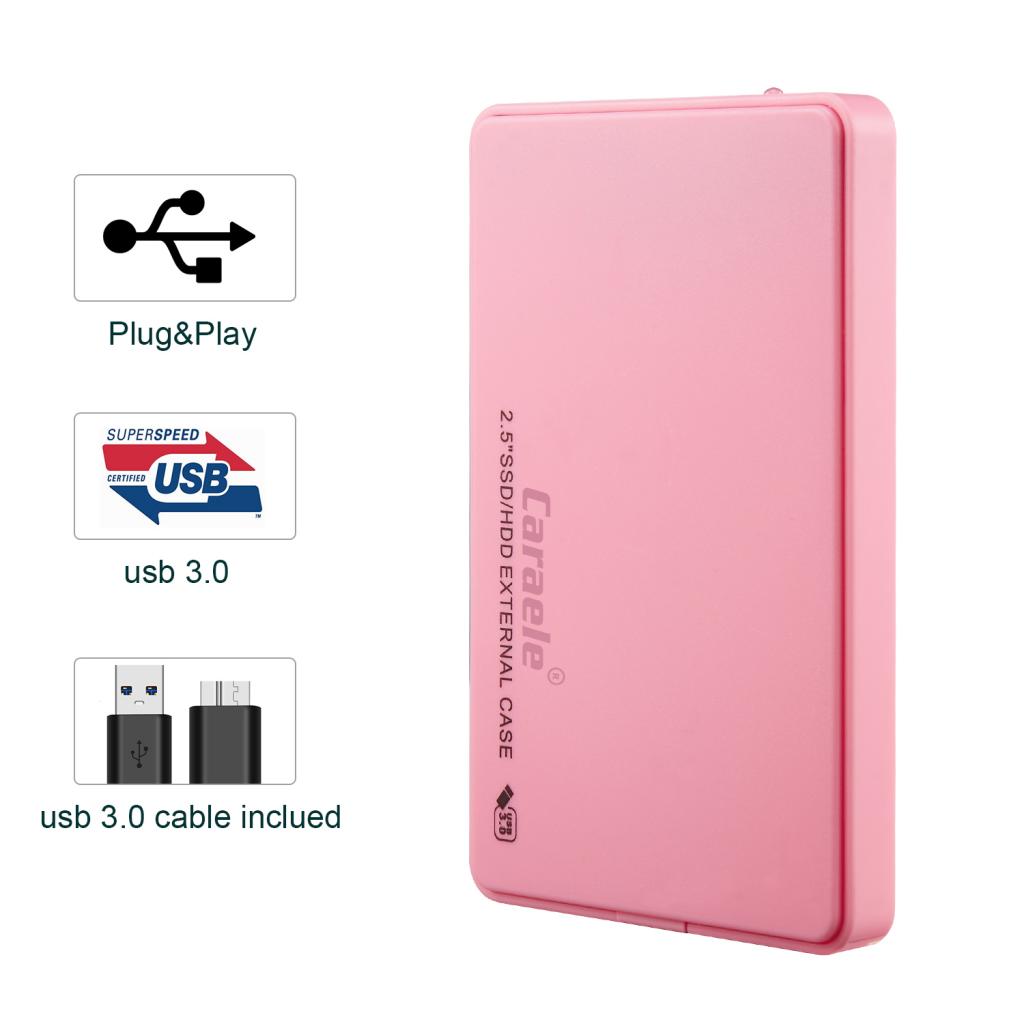 USB3.0 2.5" SATA External Hard Drive Mobile Disk HD Enclosure,Pink 500GB