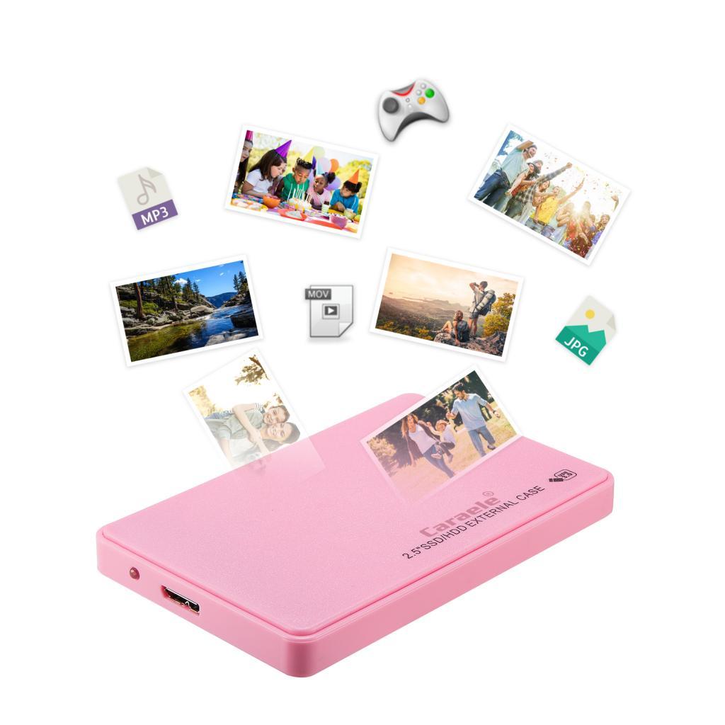 USB3.0 2.5" SATA External Hard Drive Mobile Disk HD Enclosure,Pink 2T