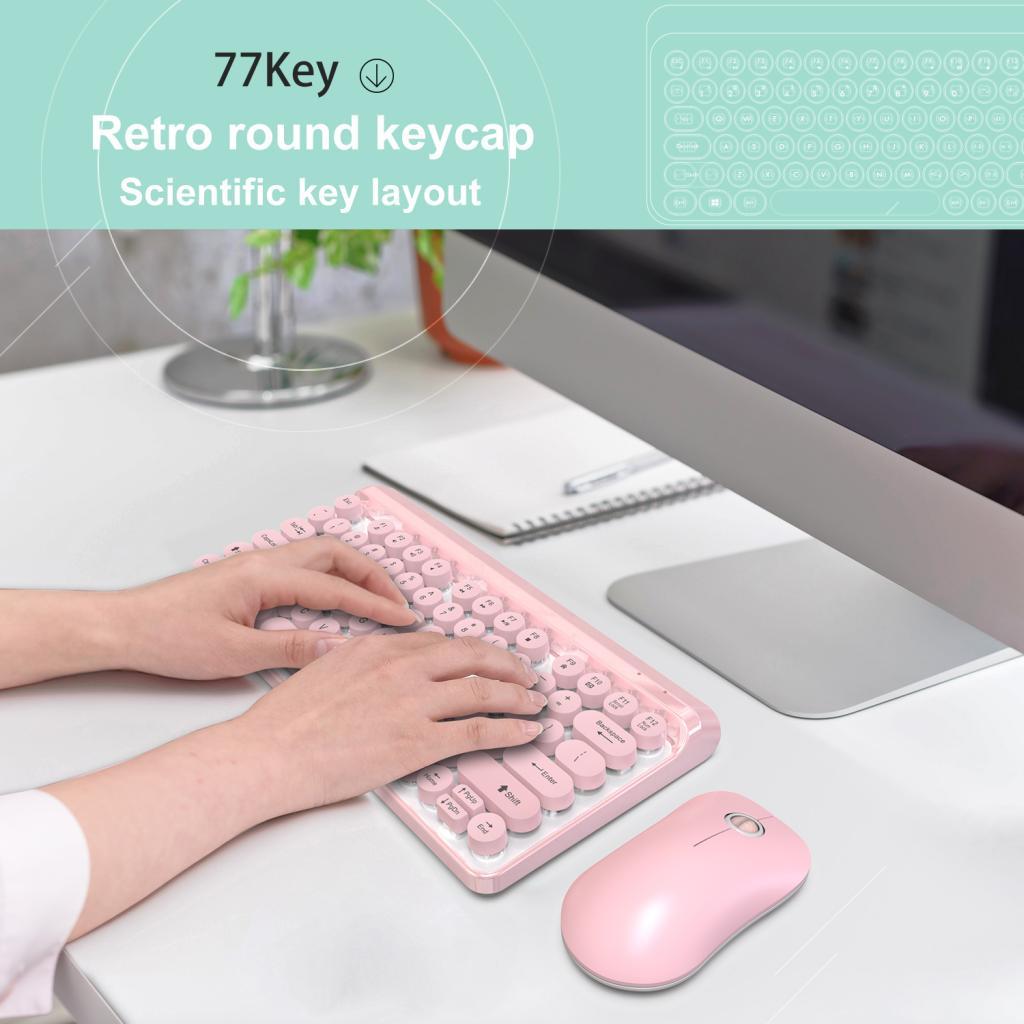 L100 2.4G Wireless Keyboard Punk Key Cap Ultra-thin Mouse Keyboard Set Pink