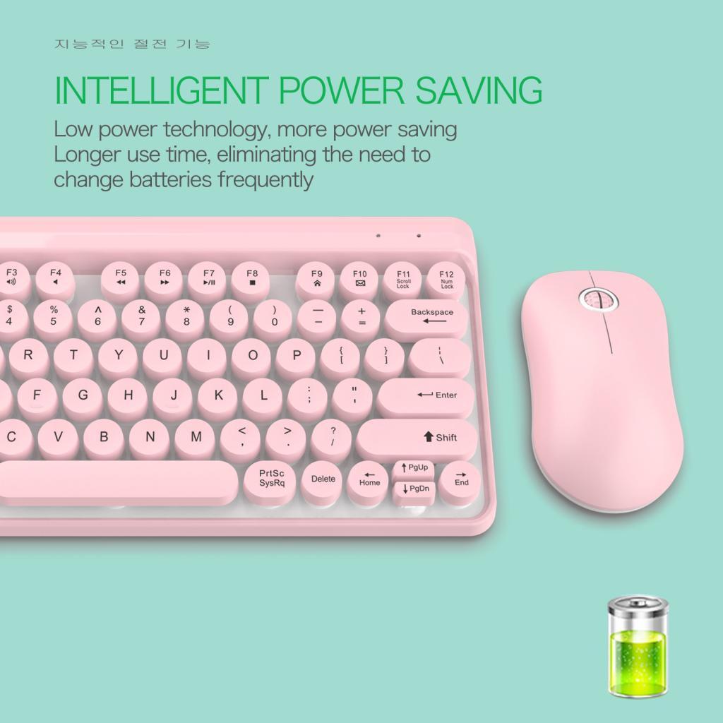 L100 2.4G Wireless Keyboard Punk Key Cap Ultra-thin Mouse Keyboard Set Pink