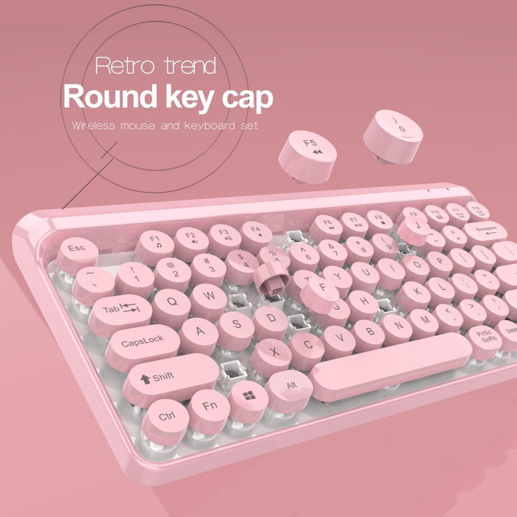 L100 2.4G Wireless Keyboard Punk Key Cap Ultra-thin Mouse Keyboard Set Pink