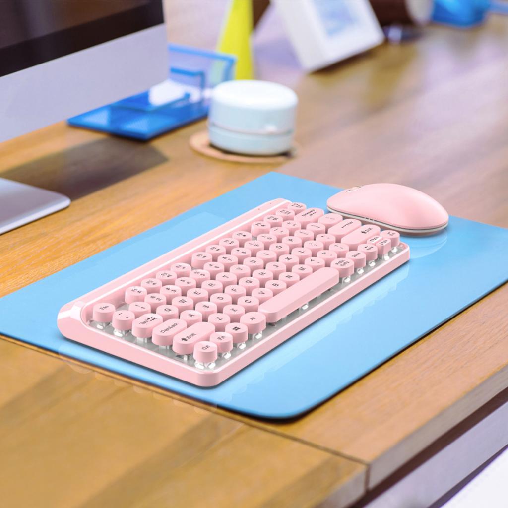 L100 2.4G Wireless Keyboard Punk Key Cap Ultra-thin Mouse Keyboard Set Pink