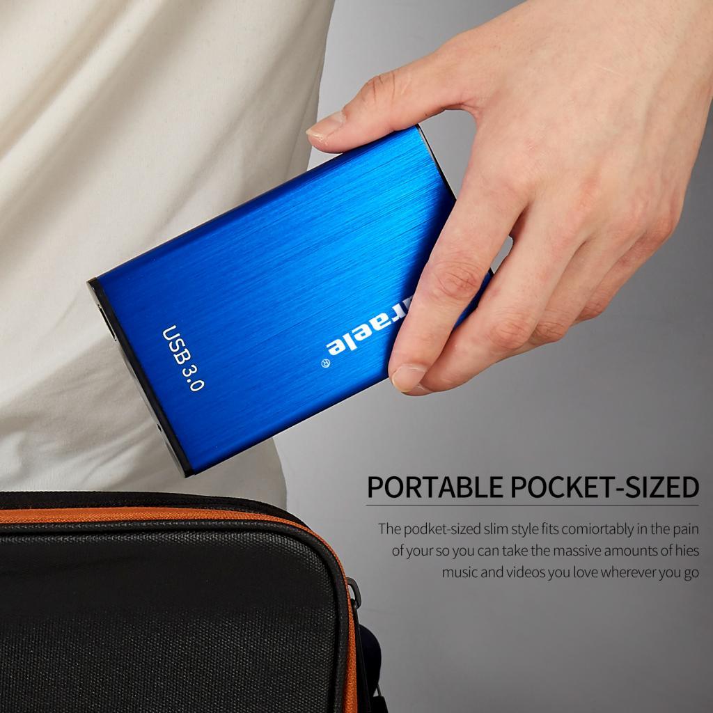 High Speed USB3.0 External Hard Drive Mobile Hard Disk Enclosure Blue 500GB