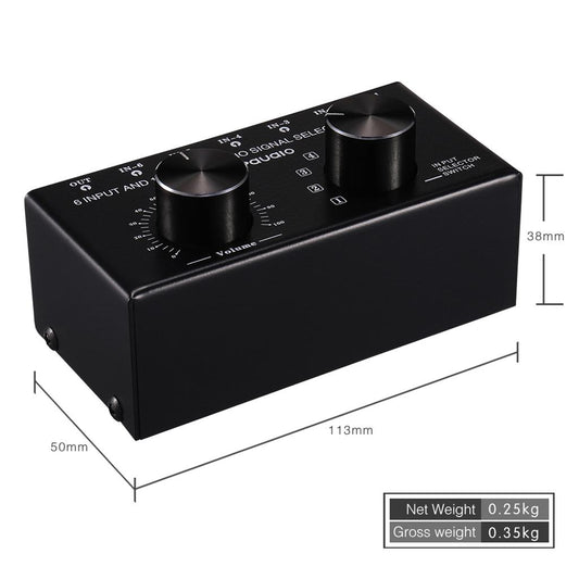 6 Input 1 Output Audio Signal Source Selection Selector Switcher Splitter