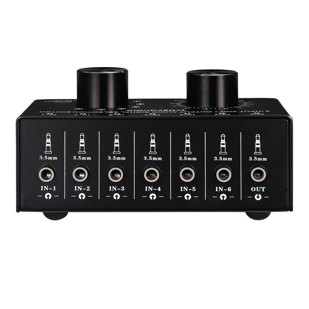6 Input 1 Output Audio Signal Selection Switcher Volume Control 3.5mm