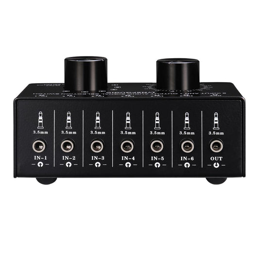 6 Input 1 Output Audio Signal Selection Switcher Volume Control 3.5mm