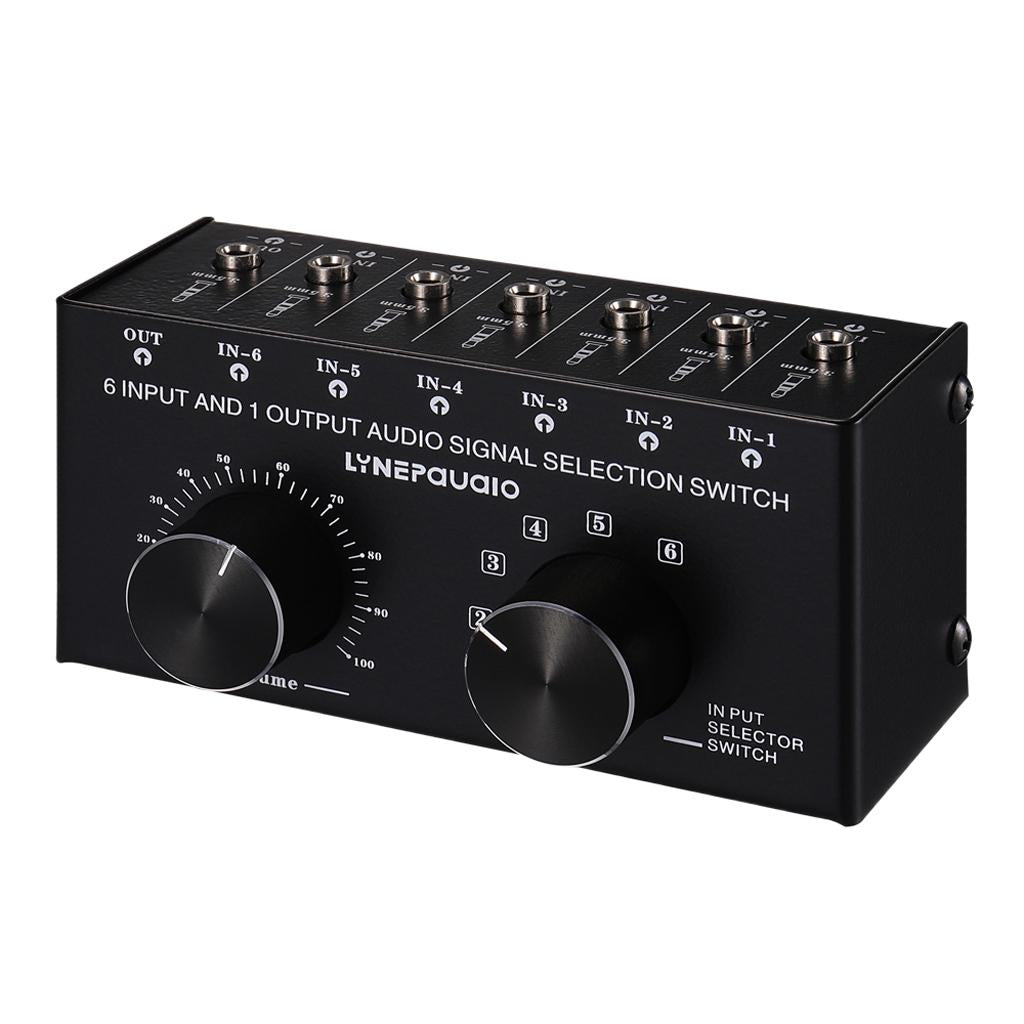 6 Input 1 Output Audio Signal Selection Switcher Volume Control 3.5mm