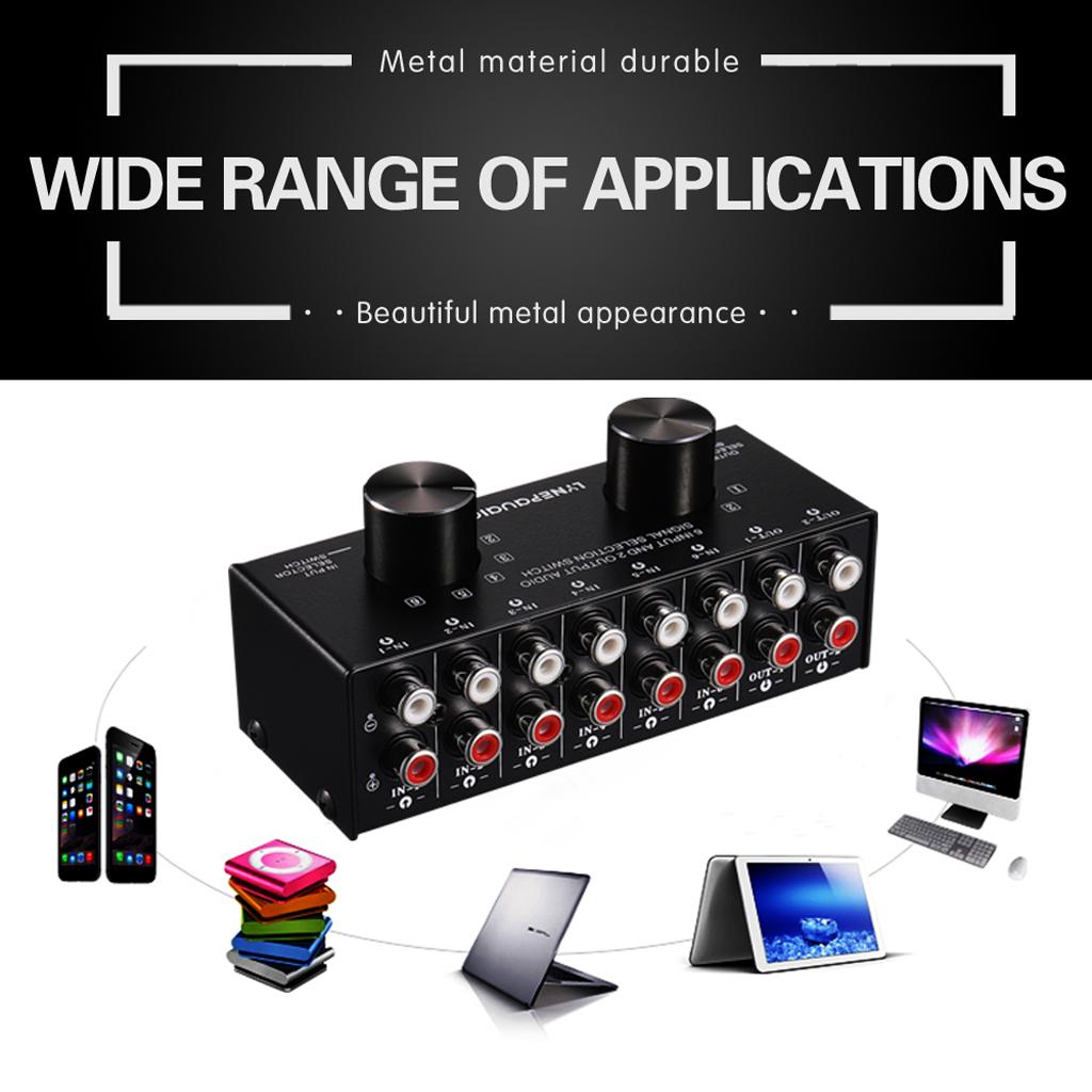 6 Input 2 Output Stereo Audio Signal Selection Speaker Switcher RCA Port