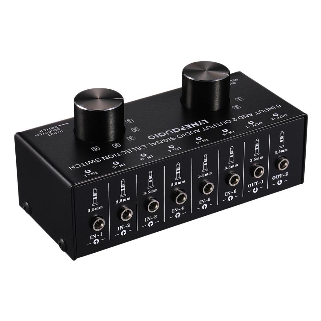 6 Input 2 Output Stereo Audio Signal Selection Speaker Switcher 3.5mm Port