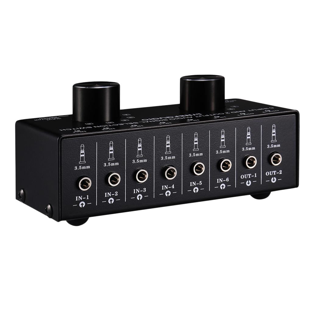 6 Input 2 Output Stereo Audio Signal Selection Speaker Switcher 3.5mm Port
