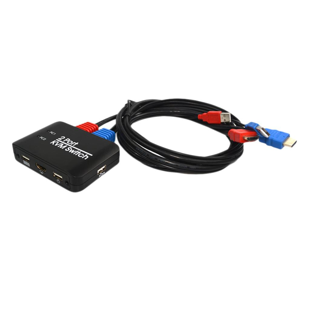 2 Port HDMI USB KVM Switch Box Button For Monitor Keyboard Mouse Notebook TV