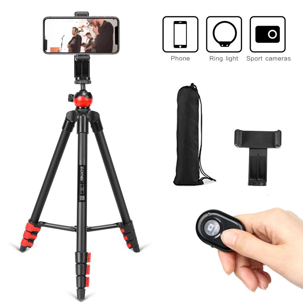 Cell Phone Tripod 54 inch Travel Tripod with Bluetooth Remote Cellphone