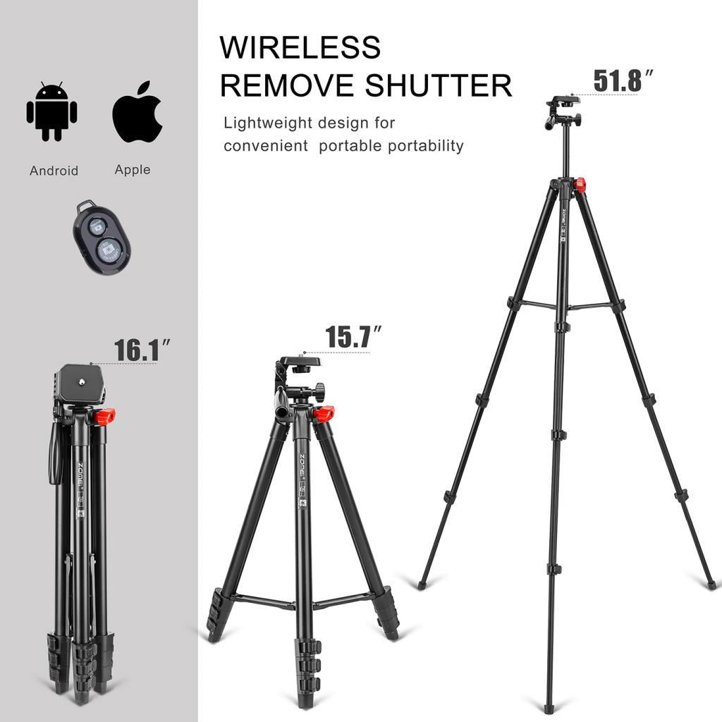 ZOMEI Tripod with Bluetooth Remote Cellphone Holder 360 Panorama Ball Head