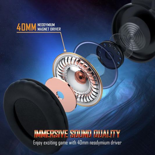 Gaming Headset Noise Canceling with 7 RGB LED Microphone for   / One PS4