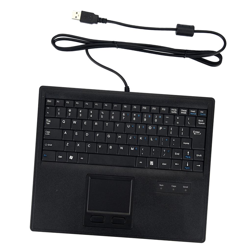 USB Wired Keyboard US English Layout w/ Touchpad Accs Black for PC Computer