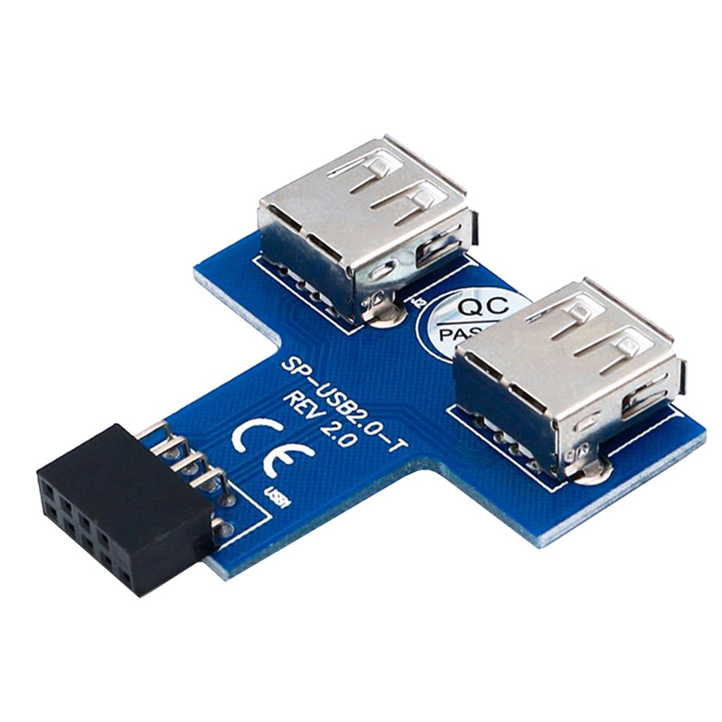 New USB 2.0 9-Pin Header to 2 USB A Female Port I Type Internal Adapter