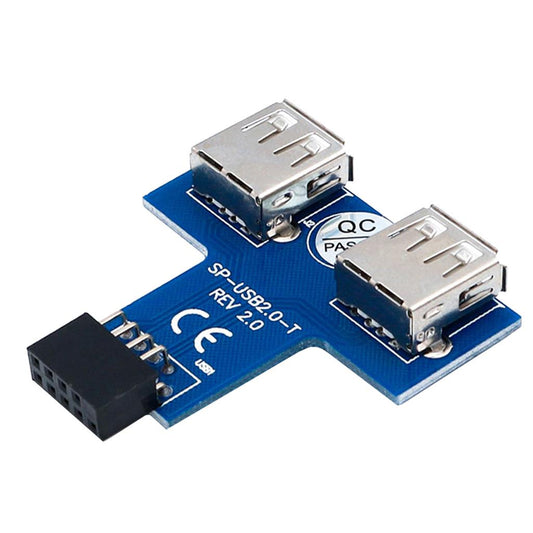 New USB 2.0 9-Pin Header to 2 USB A Female Port I Type Internal Adapter
