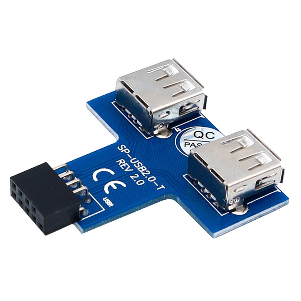 New USB 2.0 9-Pin Header to 2 USB A Female Port I Type Internal Adapter