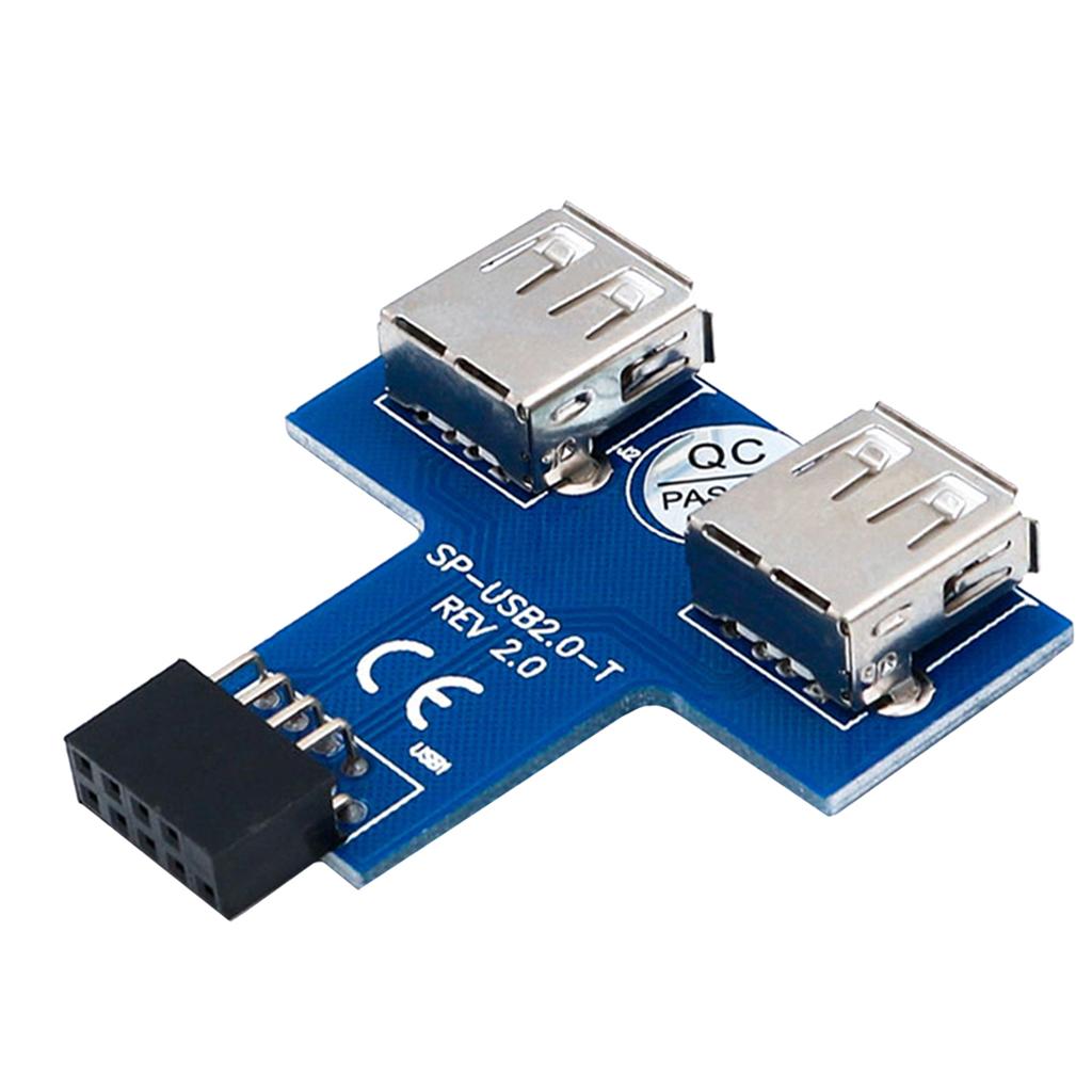 New USB 2.0 9-Pin Header to 2 USB A Female Port I Type Internal Adapter