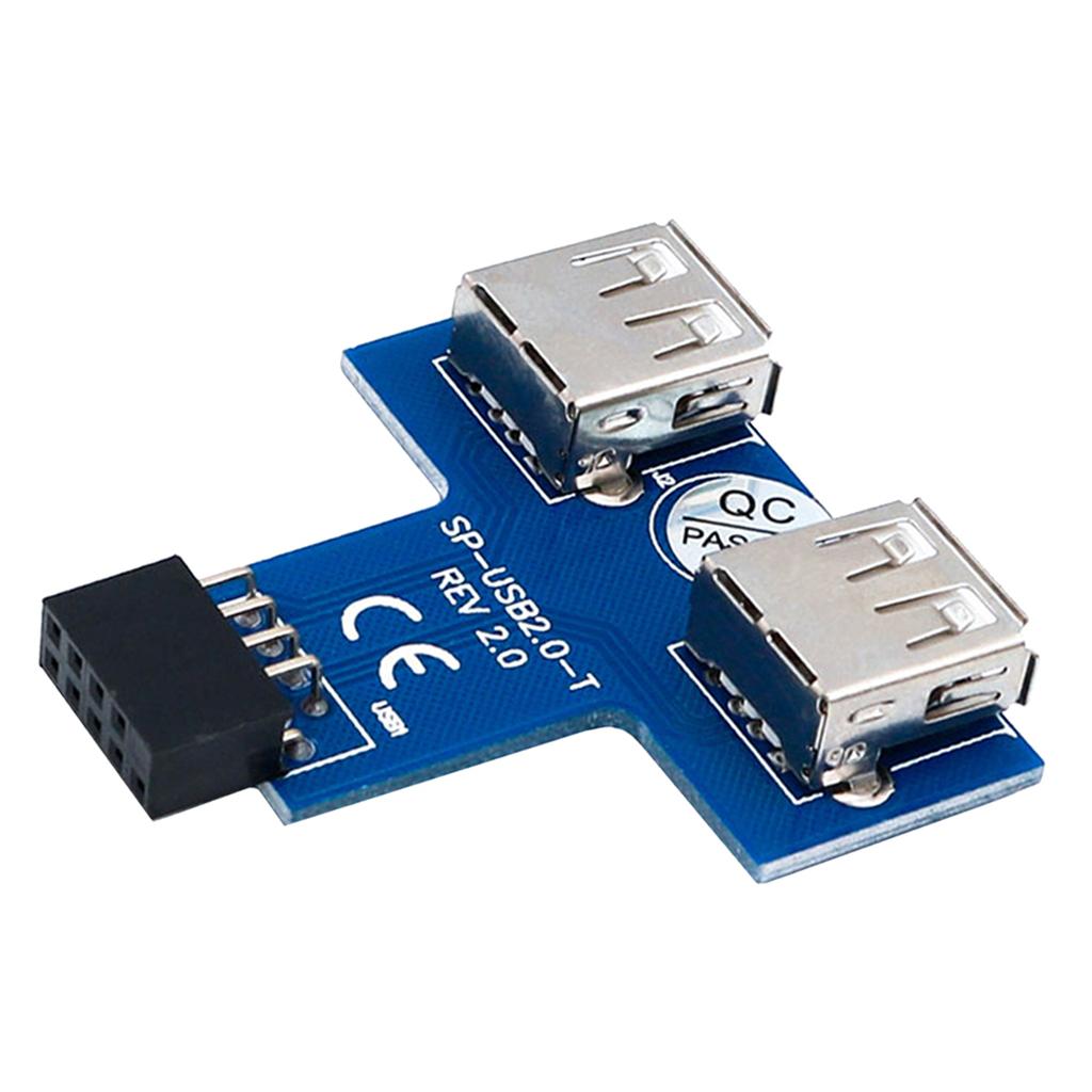 New USB 2.0 9-Pin Header to 2 USB A Female Port I Type Internal Adapter