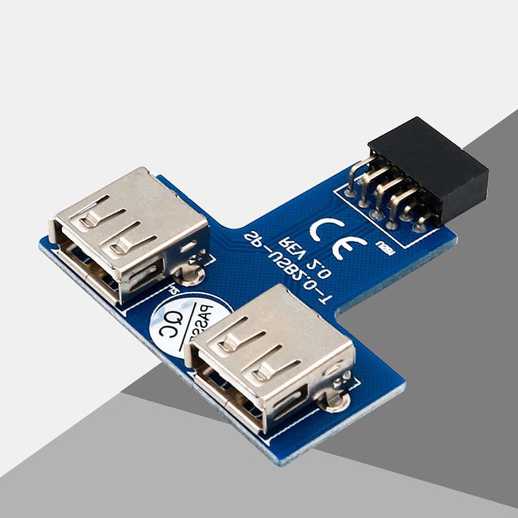 New USB 2.0 9-Pin Header to 2 USB A Female Port I Type Internal Adapter