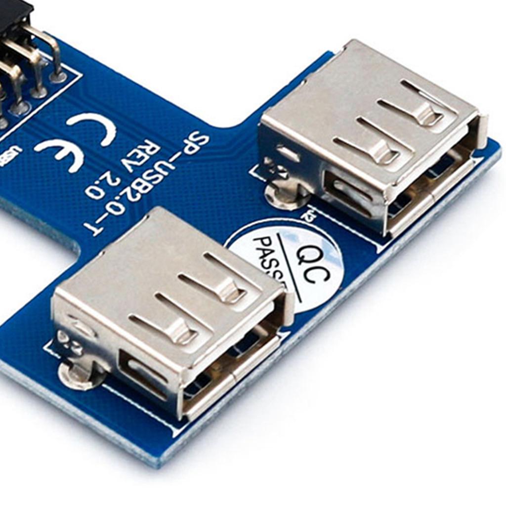 New USB 2.0 9-Pin Header to 2 USB A Female Port I Type Internal Adapter