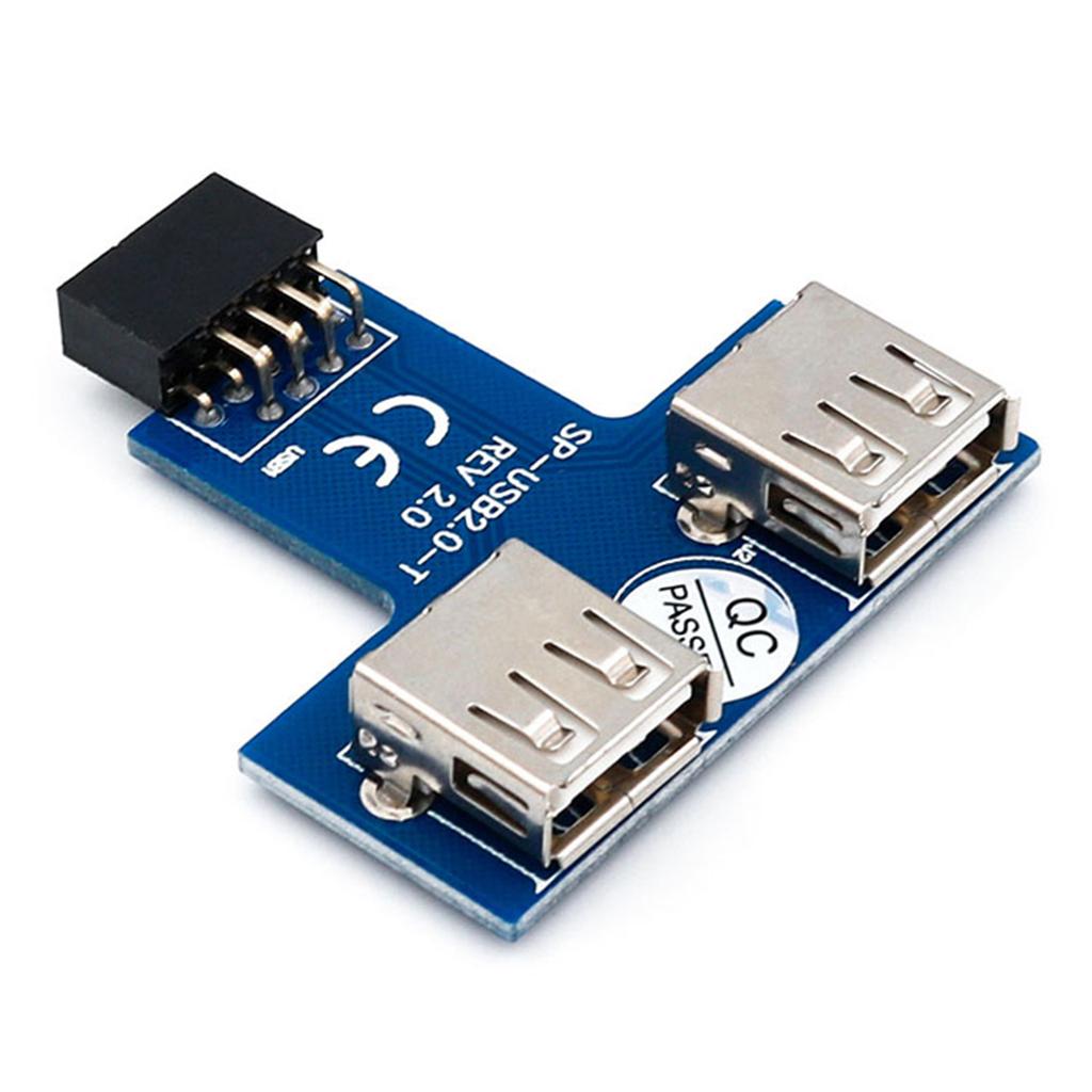 New USB 2.0 9-Pin Header to 2 USB A Female Port I Type Internal Adapter