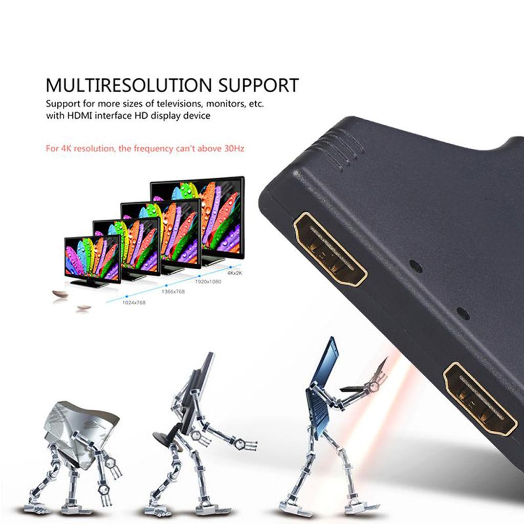 HDMI 2.0 1 in 2 Out Splitter HD Male to 2 HDMI Female UHD Adapter Converter