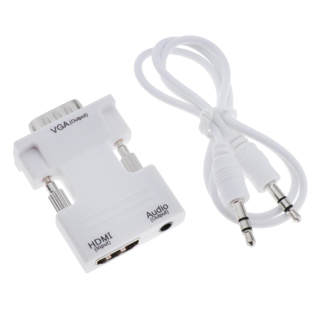 1080P HDMI Female to VGA Male with Audio Cable Converter Adapter White