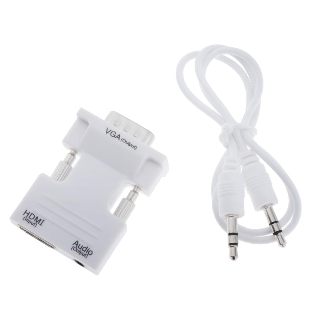 1080P HDMI Female to VGA Male with Audio Cable Converter Adapter White