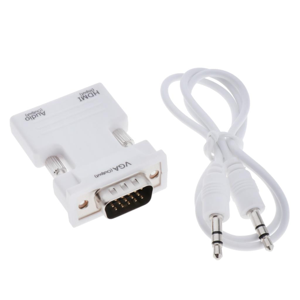 1080P HDMI Female to VGA Male with Audio Cable Converter Adapter White