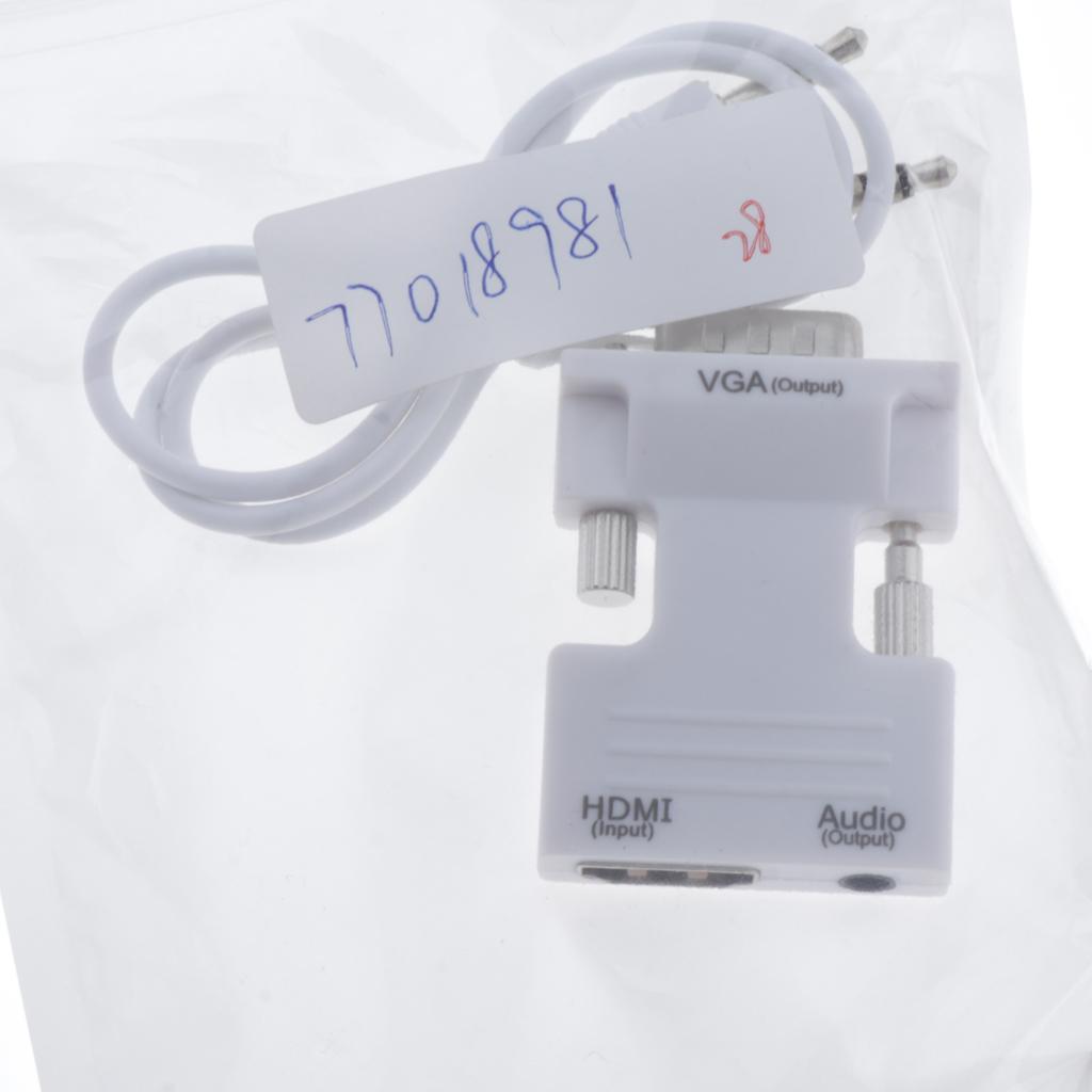 1080P HDMI Female to VGA Male with Audio Cable Converter Adapter White