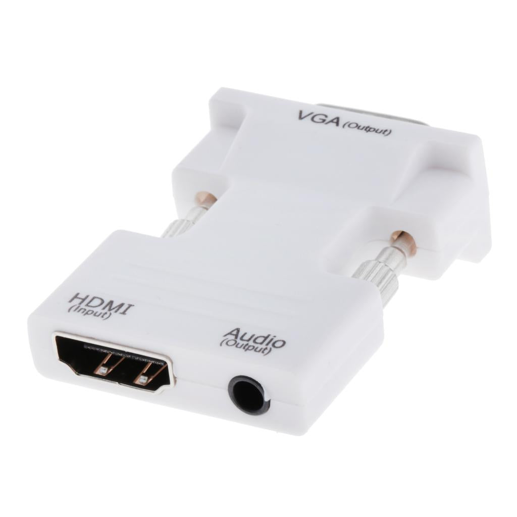1080P HDMI Female to VGA Male with Audio Cable Converter Adapter White