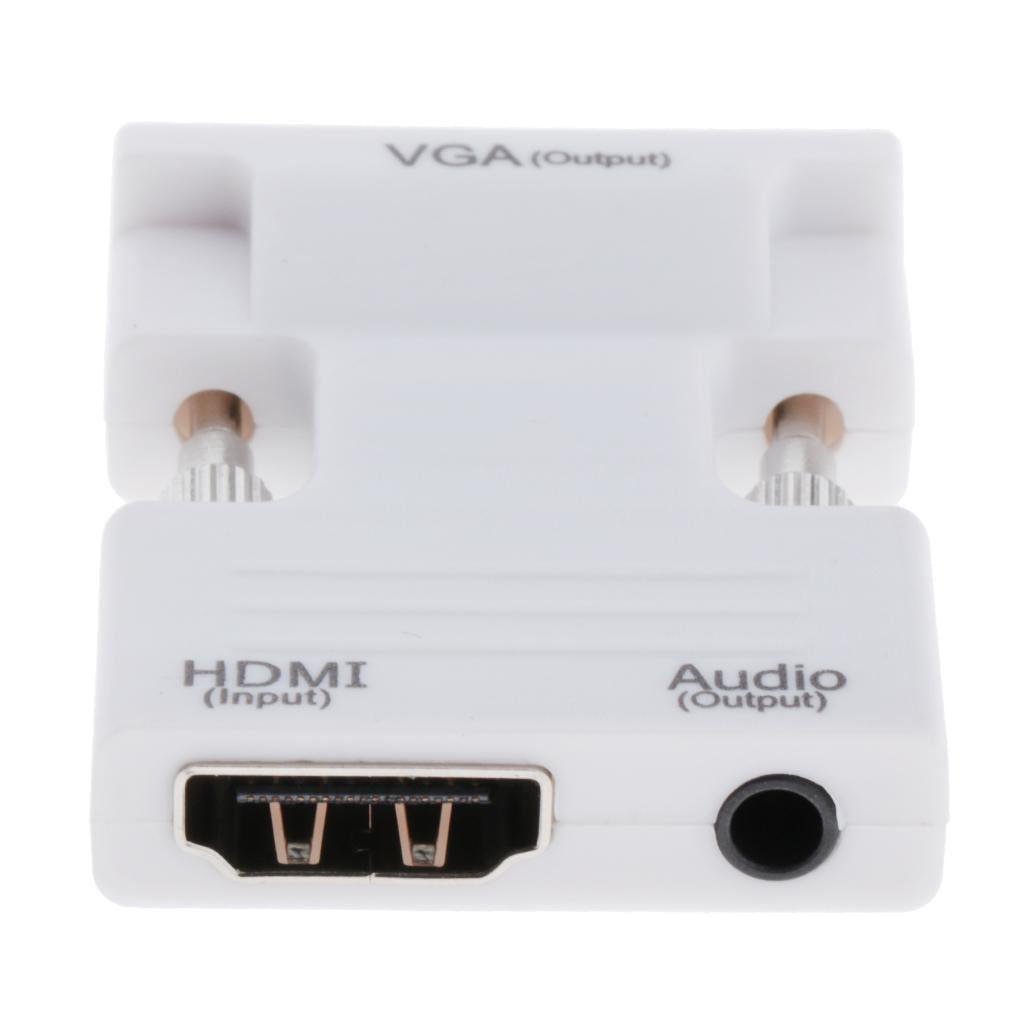 1080P HDMI Female to VGA Male with Audio Cable Converter Adapter White