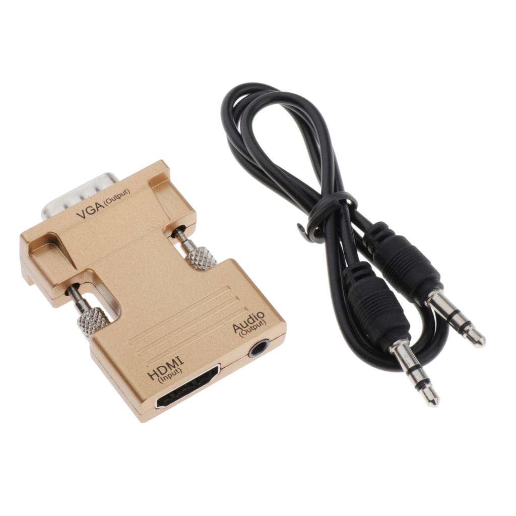 1080P HDMI Female to VGA Male with Audio Cable Converter Adapter Golden