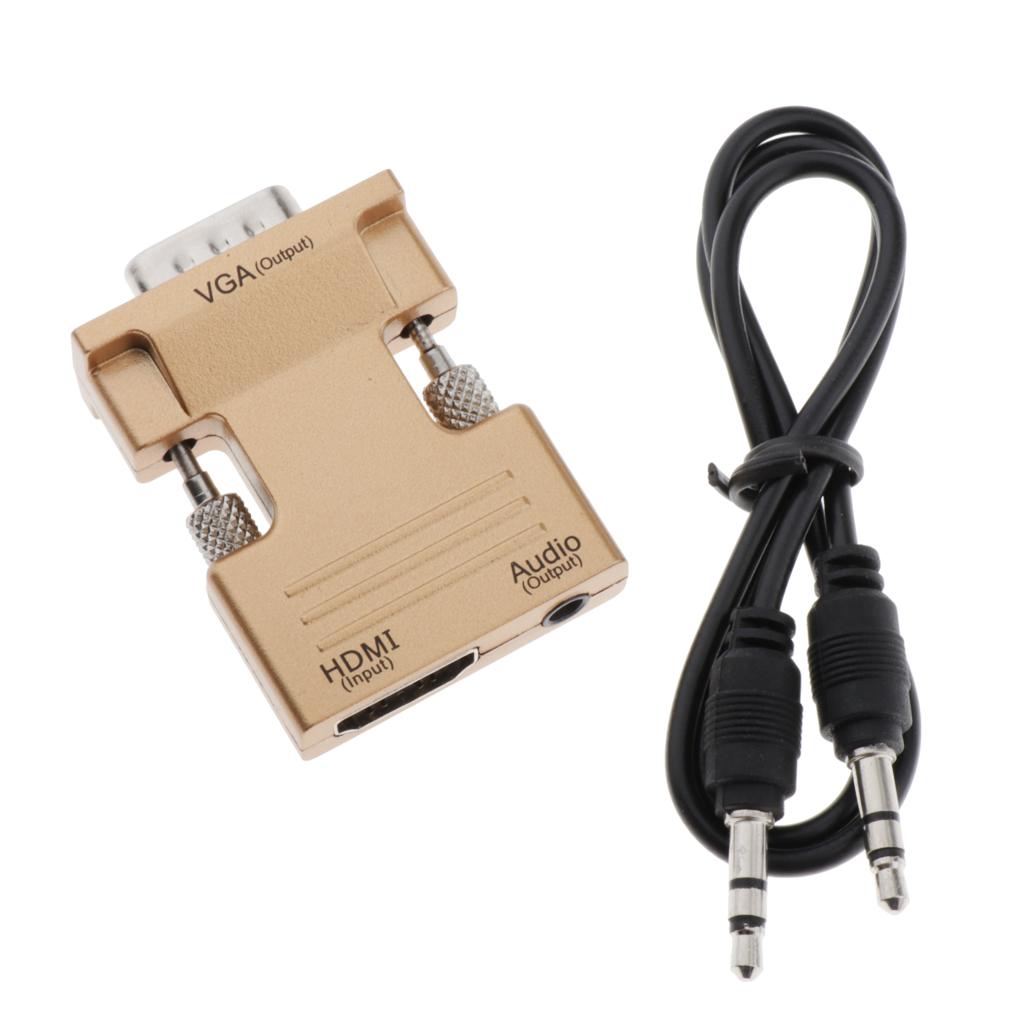1080P HDMI Female to VGA Male with Audio Cable Converter Adapter Golden