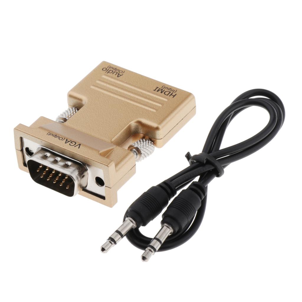 1080P HDMI Female to VGA Male with Audio Cable Converter Adapter Golden