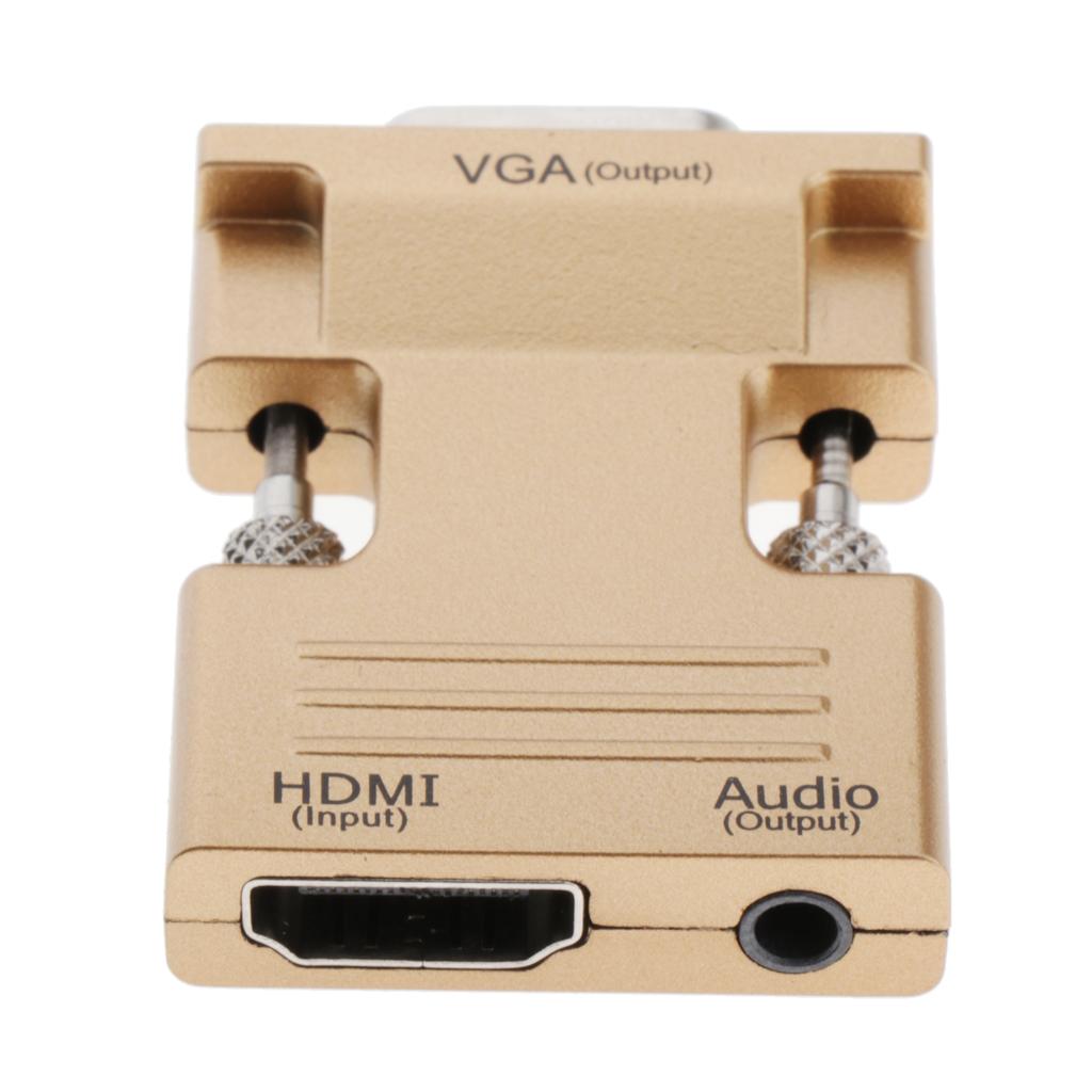 1080P HDMI Female to VGA Male with Audio Cable Converter Adapter Golden
