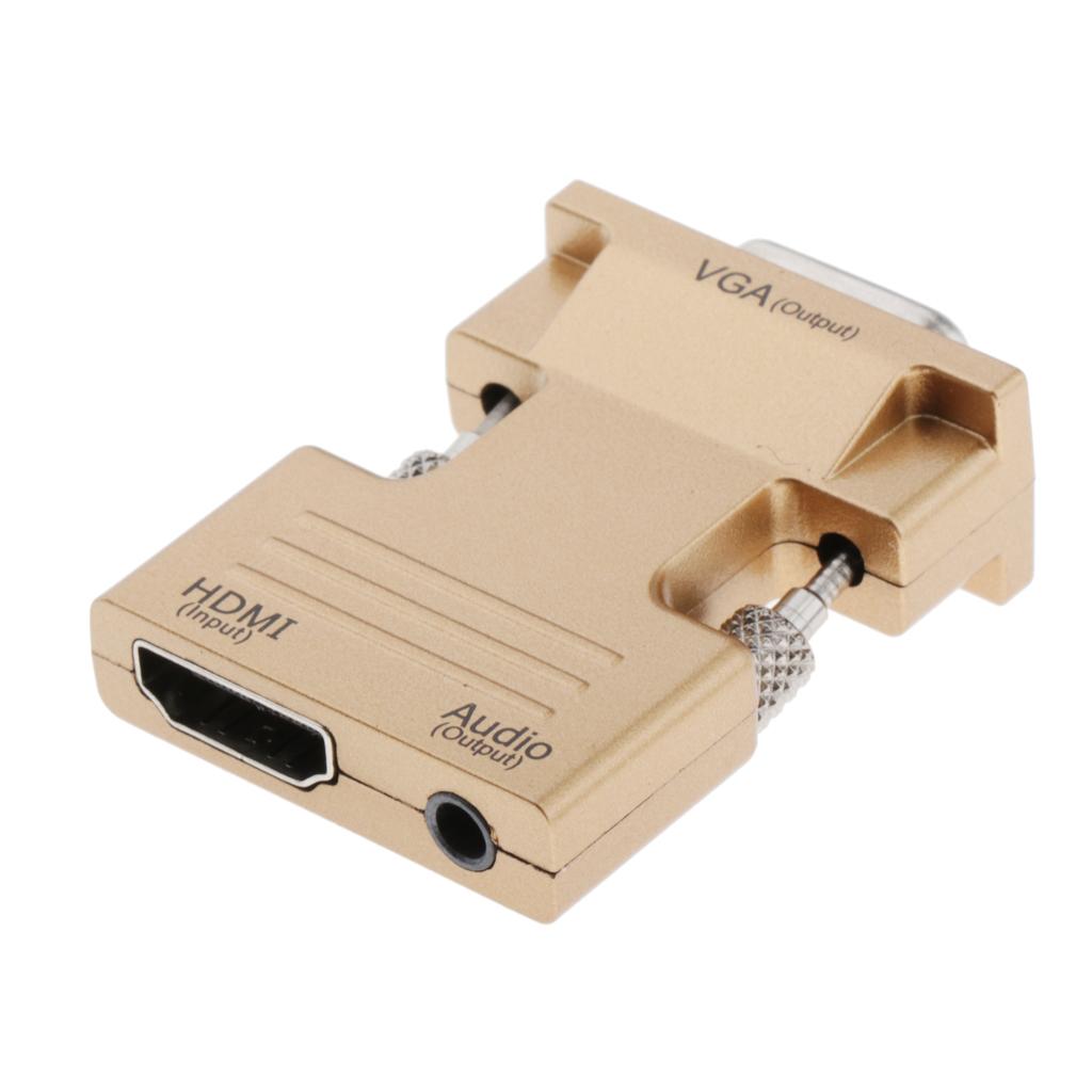 1080P HDMI Female to VGA Male with Audio Cable Converter Adapter Golden