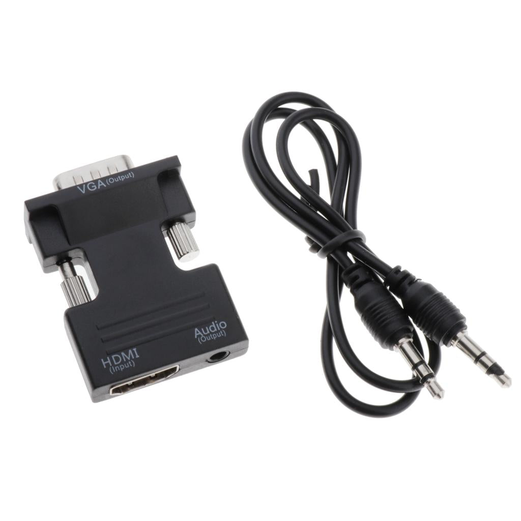 1080P HDMI Female to VGA Male with Audio Cable Converter Adapter Black
