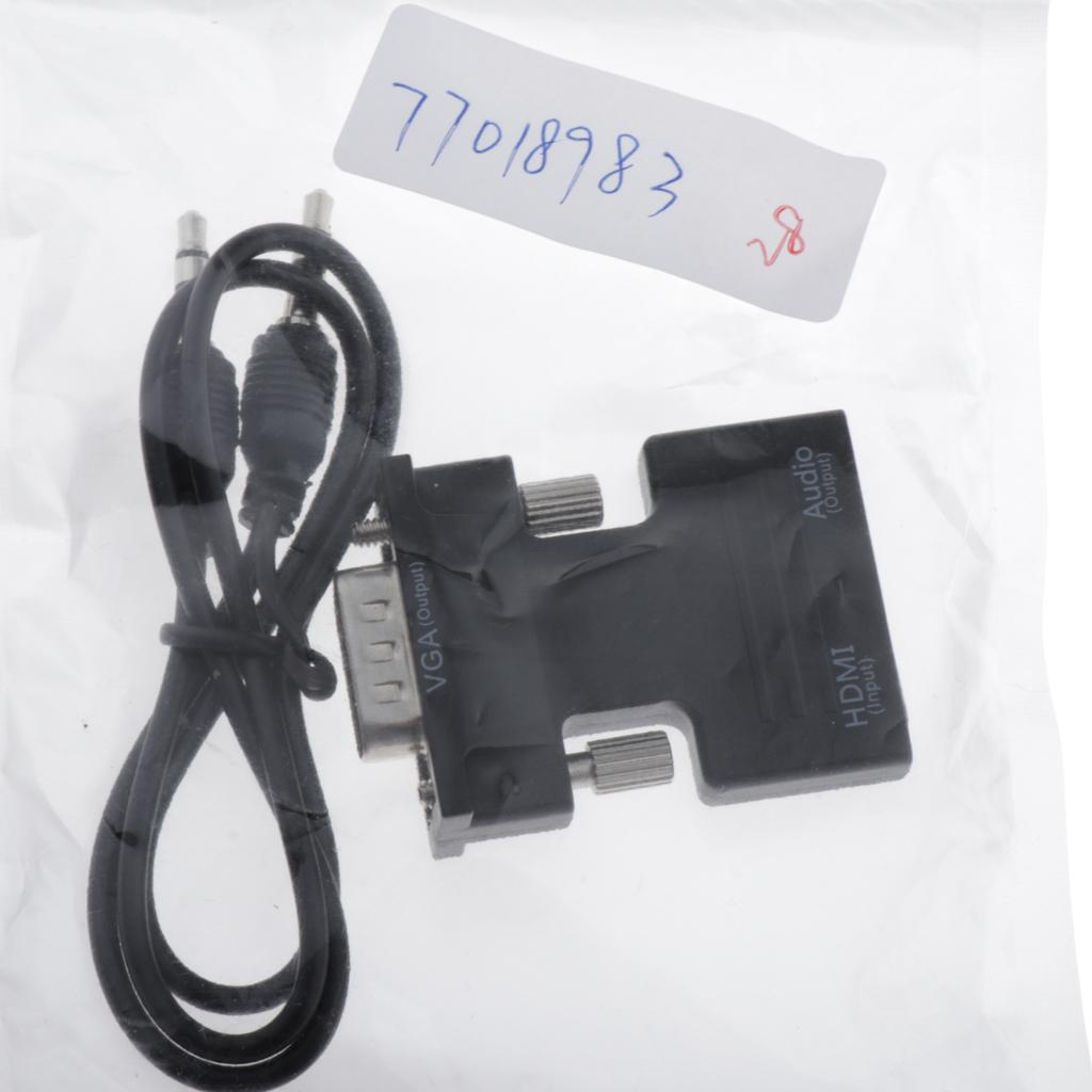 1080P HDMI Female to VGA Male with Audio Cable Converter Adapter Black