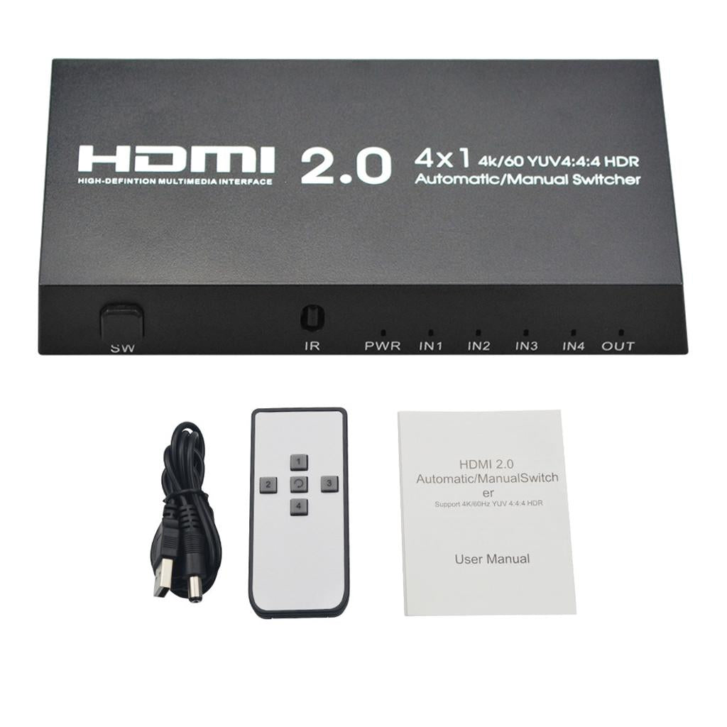 HDMI 2.0 4 in 1 out HD Automatic Manual Switcher 4K Synchronous HDMI Adapter
