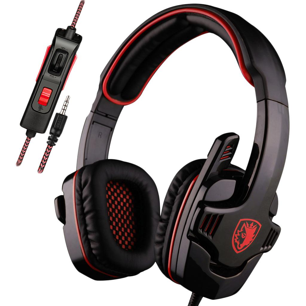 Universal 3.5mm Headset Earphone Headphone Adjustable Headhand New Red